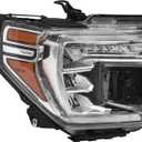 GMC Sierra Denali Ultimate 1500 Headlight Assembly 2019-2021 LED Projector HeadLamp with LED DRL Turn Signal Light Chrome Clear Lens Right Passenger Side 85535170 GM2503496
