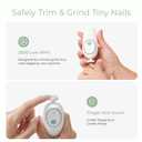 Momcozy Baby Nail File Electric, Gentle Baby Nail Trimmer Electric, Baby Nail Clipper with Night Light, 7 Grinding Head Replacement Pads, Green