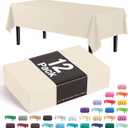 Party Solids 12-Pack Premium Plastic 54-Inch-by-108-Inch Rectangle Tablecloth, Ivory