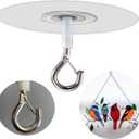 No Hole Adhesive Ceiling Hooks for Hanging Light Plants,Sticky Eye Hooks for Hanging Boby Mobile Curtain,Set of 10 (Round)