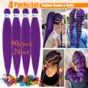 Braiding Hair Pre-stretched Yaik Straight 4 Pieces/Lot Colored Synthetic Hair Extensions Crochet Braids Hair 90g/Piece 26 Inch Purple Color