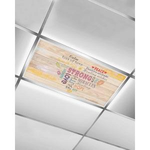 Fluorescent Light Covers for Ceiling Lights Inspirational Quotes Magnetic Light Filters 1 Pack 4x2 ft Heart Shape Wood Grain Ceiling Light Cover for Classroom Office School Home Drop Lamp Decor