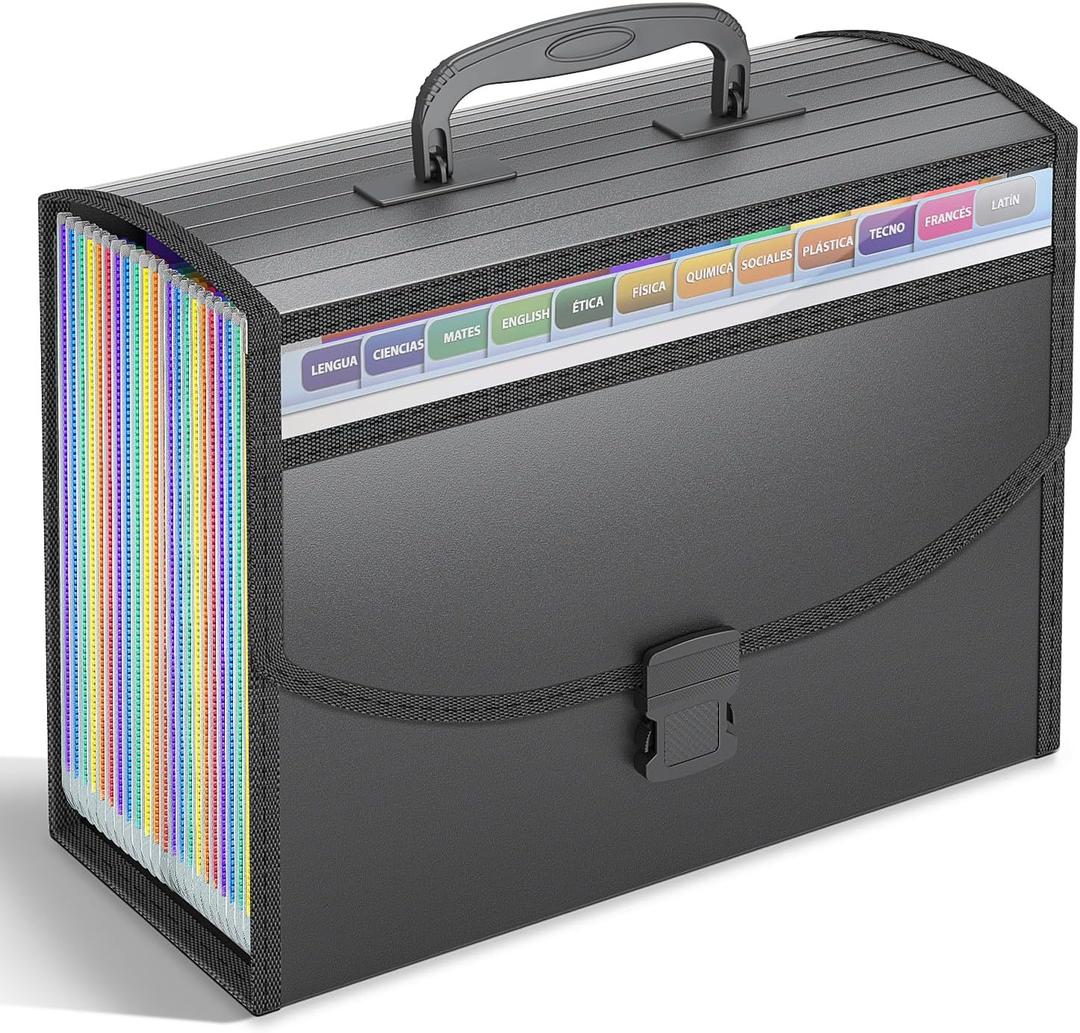 25 Pockets Accordion File Organizer with Handle,Expanding File Folders for Documents, A4/Letter Size Paper,a-z Tabs,Perfect Expandable Accordian Filing Folders with Visible Window
