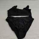 Pink Queen Women's Crop Top High Waisted Cheeky Bikini Set Two Piece Swimsuits Size L (01 - Black)