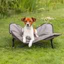 Trixie Camping Cot for Small Dogs up to 35 lb, Elevated Pet Travel Bed 27.2" x 27.2", Portable Steel Frame Lounger with Removable Topper, Foldable Design, Storage Bag Included
