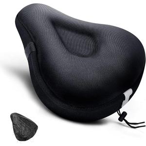 ANZOME Bike Seat Cushion, Wide Gel Bike Seat Cover & Extra Soft Gel Bike Seat Cushion for Women Men Everyone, Fits Spin, Stationary, Cruiser Bikes, Indoor Cycling(Waterproof Case Included)  (Black-Gel + Memory Foam Filling)