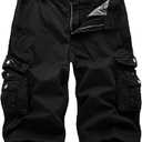 Leward Men's Cotton Twill Cargo Shorts Outdoor Wear Lightweight (32, Black)