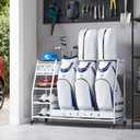 Lauren&Harold Golf Bag Organizer Garage Storage, Golf Storage Rack Stand Fits 2 Golf Bags, Golf Clubs and Other Golfing Equipment Accessories, Golf Organizer for Garage, Club, Shed, Basement (Large, White)