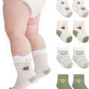 Toddler Ruffle Baby Girls Socks Cute Princess Knit Cotton Lace Top Frilly Infant White Dress Socks (0-12 Months, Lace-c1-4 Pairs)