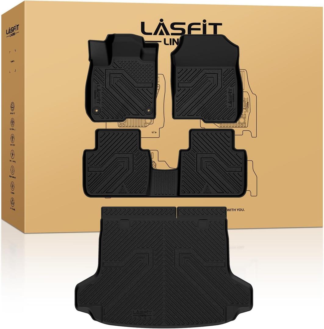 LASFIT Floor Mats & Cargo Mat for Honda HRV 2026 2025 2024 2023 Sport/LX/EX-L (Gasoline & Hybrid) & for Acura ADX 2025-2026, All Weather TPE Custom Fit HR-V Floor Liner Accessories Full Set, Black