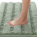 H.VERSAILTEX Bath Rugs for Bathroom Non Slip Bath Mats Extra Thick Chenille Striped Rug 20" x 32" Absorbent Non Skid Fluffy Soft Shaggy Washable Dry Fast Plush Mat for Indoor, Bath Room, Tub - Sage