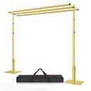 Fotoumgl 12x10ft Three Crossbar Heavy Duty Pipe and Drape Stand Kit, Gold