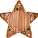 Wooden Christmas Serving Tray, Acacia Wood and Epoxy Resin Design, Christmas Themed Serving Board (Star)