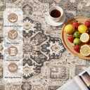 8ft Round Vintage Living Room Area Rug - 8x8 Large Soft Washable Oriental Traditional Distressed Farmhouse Rugs for Bedroom - Indoor Floor Accent Carpet for Home Office House Decor - Brown