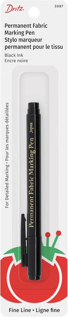 Dritz 3087 The Fine Line Permanent Fabric Marker, Black, 8.5 x 2.88 x 0.38