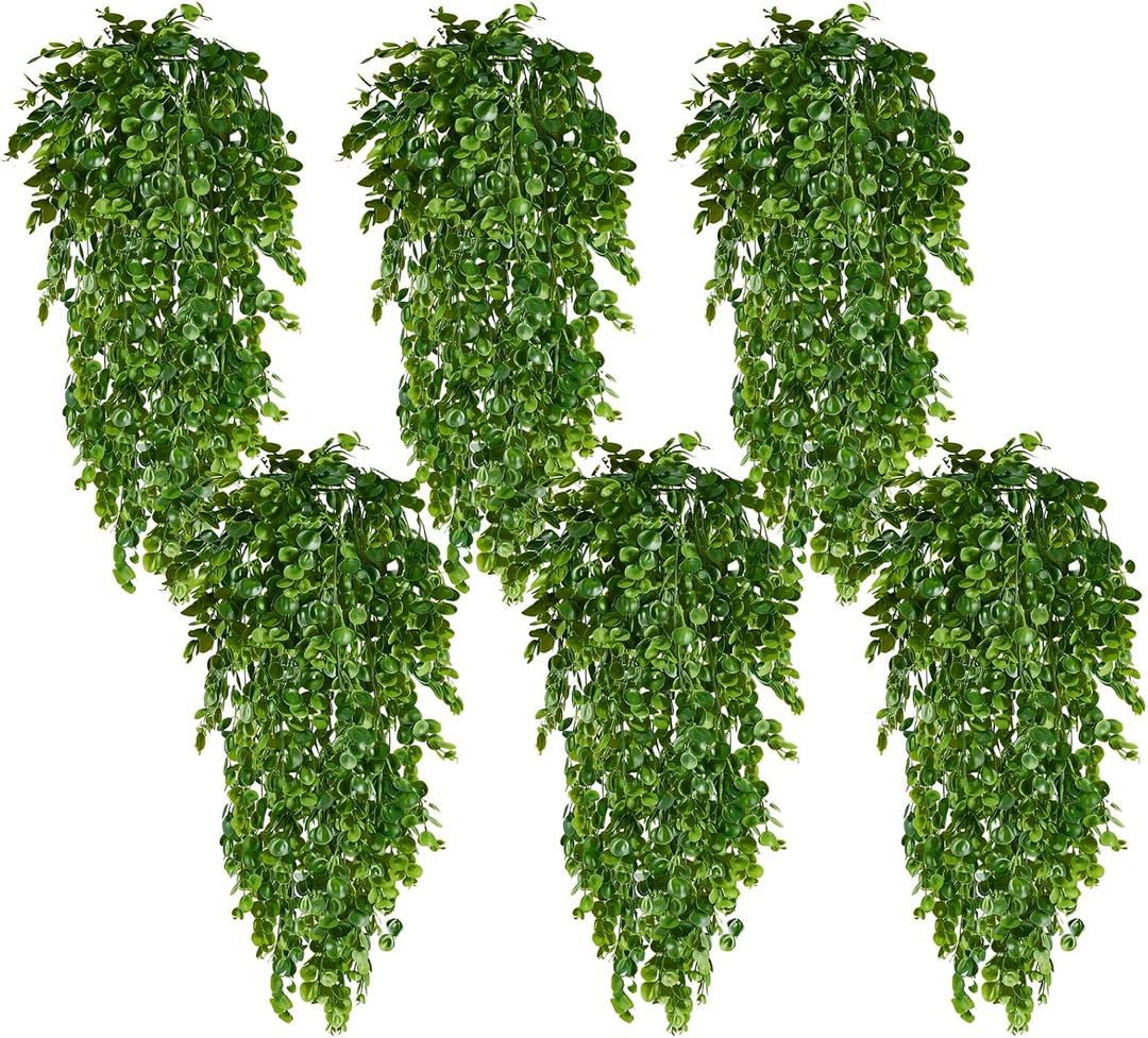 6Pcs Fake Hanging Plants Faux Greenery for Outdoor Planters Wall Plants Hanging Plants Artificial Decor Trailing Plants for Indoor Outdoor Plants Decor