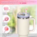 4 x HEYSKAY 4PCS 10MM Silicone Straw Cover Cap for Stanley Cup 30/40oz, Reusable Toppers for Tumblers With Handle, Simple Modern Straw Caps (4PCS Basic Straw Cover-Cream Pomelo/Rose Quartz/Blue/Pink)