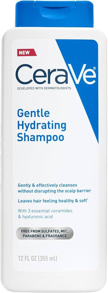 CeraVe Gentle Hydrating Shampoo, With Ceramides, Niacinamide & Hyaluronic Acid For Soft, Healthy Looking Hair & Scalp, Sulfate Free & Color Safe Shampoo, For All Hair Types, 12 Oz