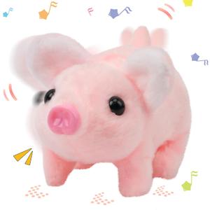 Hopearl Walking Piggy Pet Interactive Crawling Piglet Electronic Plush Toy Pig Oink Twitch Nose Wag Tail Animated Gifts for Toddlers Birthday, Pink, 8''