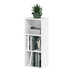 Furinno LUDER Book Shelf, 3-Cube Bookshelf, Bookcase with Open Shelves, 9.3 x 12 x 31.5, for Living Room, Bedroom, Home Office, White : Home & Kitchen