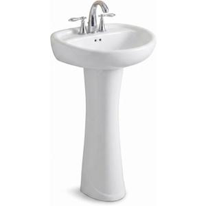 Prestige White Pedestal Sink Vitreous China Ceramic Material 20 X 17, 19 Inch
