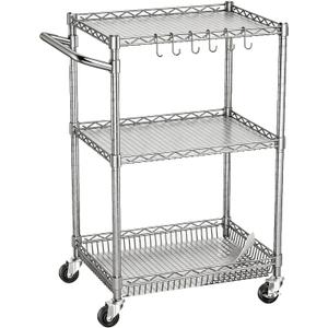 3 Tier Rolling Utility Metal Carts with Wheels Heavy Duty Cart 750Lbs