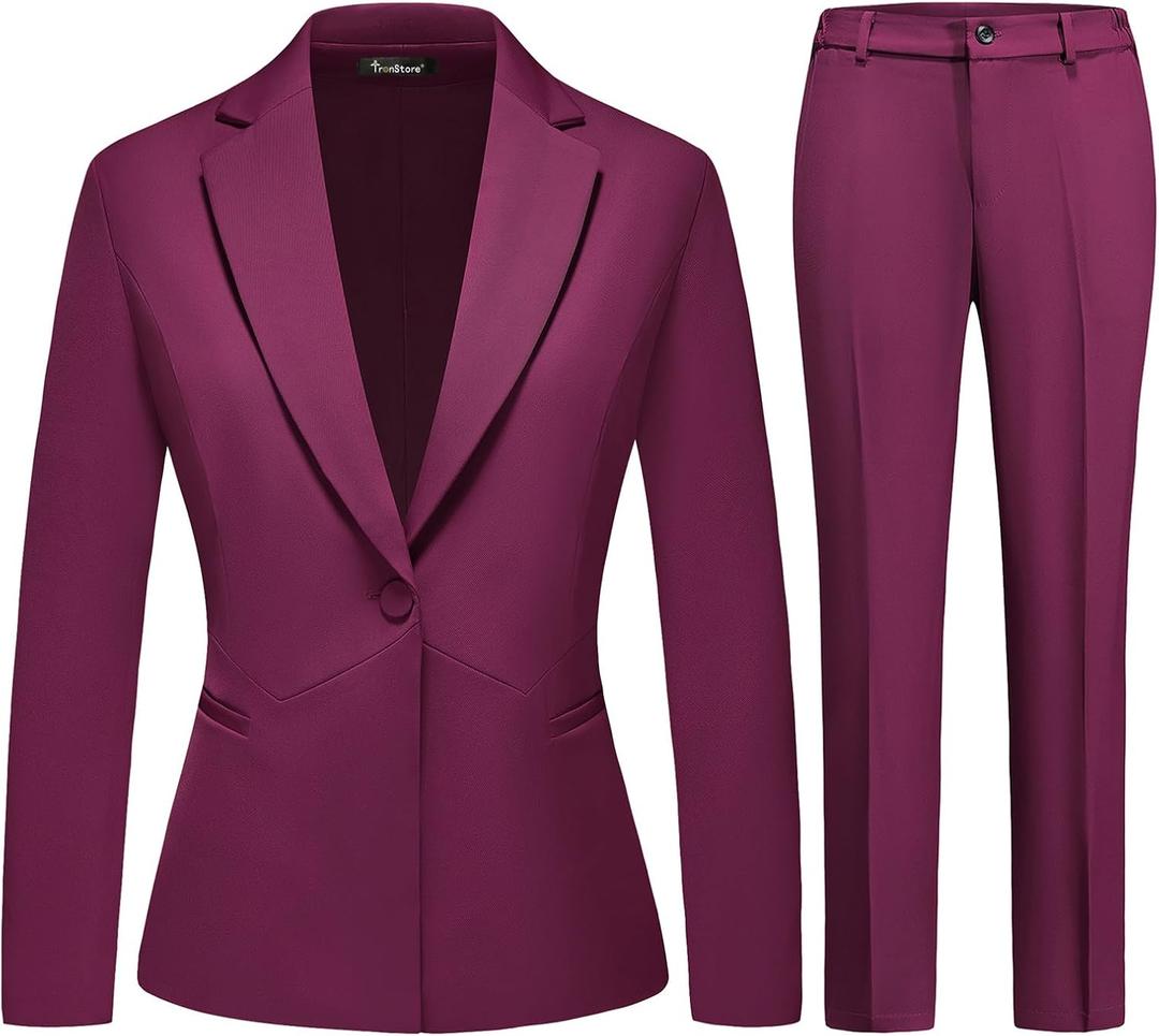 Women's Business Suits for Work Professional 2 Piece Slim Fit Outfits Pants Suit for Women, XL
