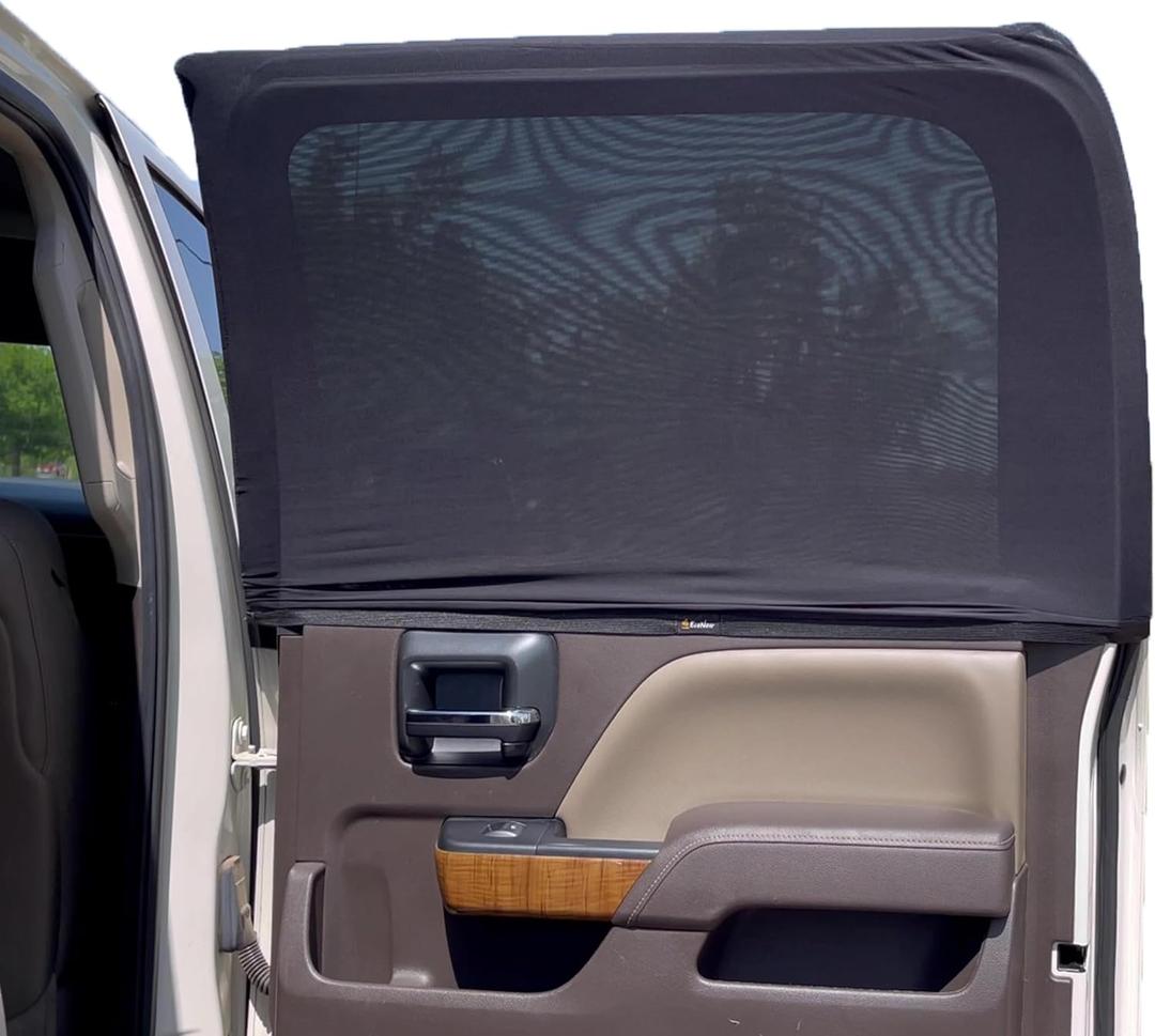 EcoNour Car Side Window Sun Shade (Pack of 2) | Stretchable & Breathable Car Window Screens for Complete Sun & Privacy Protection | Fits Most Truck, SUV and Minivan (XL 46" x 26")