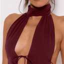 MakeMeChic Women's Cheetah Print Halter Top Y2K Tie Front Backless Club Going Out Tank Tops (L)