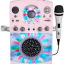 Singing Machine Portable Karaoke Machine for Adults & Kids with Wired Microphone, Rose Gold/Frosted Pink - Built-In Karaoke Speaker, Bluetooth with LED Disco Lights - Karaoke System with CD+G & USB