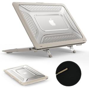 SEYMAC stock Case for MacBook Air 15 inch, Shock-Absorbing Protection with Folding Stand &Mouse Pad Case for MacBook Air 15 inch, Beige