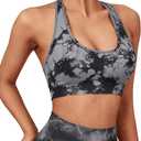 SUUKSESS Women Seamless Halter Sports Bra Open Back Padded Workout Crop Tank Tops