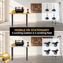 28"-47" Adjustable Workbench Legs with Power Strip | 19.7" Wide Heavy Duty Metal Table Legs | Industrial Desk Frame with 4 Locking Wheels & 4 Feet | Versatile DIY Base for Garage, Study & Crafting