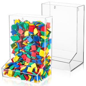 Barydat 2 Pcs Acrylic Wall Organizer, Wall Toy Dispenser Dispenser, Clear Storage Bins for Organizer for Playroom Trains Darts Snacks Blocks Cars Balls Darts Snacks Markers Puzzles Living Room Storage