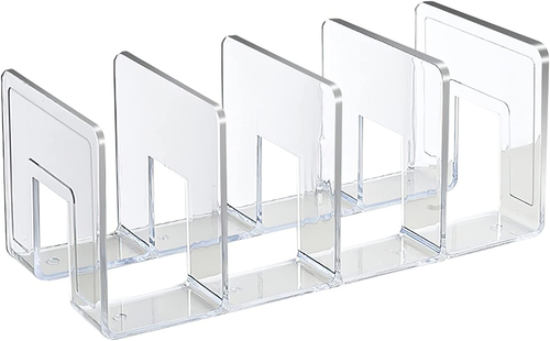 C Acrylic File Sorter, Clear File Holder Acrylic Desk Organizer, Sturdy Desktop Files Organizer Files Folder Holder Rack for Envelopes Mail Letter Paper Notebook Electronics (4 Sections, 2 Pack)
