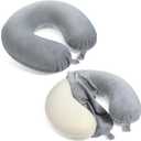 Xelsluthe 2 PCS U Shaped Neck Pillow Cover, Travel Neck Pillow Case with Zipper, Airplane Pillows Replacement Covers Washable Soft and Smooth (Only Pillowcase, No Filler)