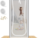 QWR Reinforced Cat Screen Door,Fits Door Opening Size 32''x 80'',Thickened Cat Proof Screen Door with Zipper Closure for Living Room,Kitchen,Bedroom.