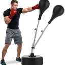FitinOne Punching Bag with Stand, Boxing Bag Height Adjustable for Teens & Adults, Speed Bag for Training, Boxing Equipment for Home Gym, Fitness & Stress Relief, 18"x 8"