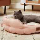 Bedsure Dog Beds for Small Dogs - Round Cat Beds for Indoor Cats, Washable Pet Bed for Puppy and Kitten with Slip-Resistant Bottom, 25 Inches, Peach Pink