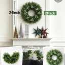2 Pack 24'' Boxwood Wreaths for Front Door, Artificial Eucalyptus Wreath | Faux Eucalyptus Leaves with Seeds, Waterproof & No Fade, Fake Greenery Outdoor Wreath,Farmhouse,Home,All Seasons