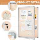 Geetery 36 x 24 Inch Enclosed Fabric Bulletin Board Tamperproof Lockable Noticeboard Fabric&Aluminium Frame Display Cases Wall-Mounted Display Case for School, Office - Secure, Durable Design(Beige)
