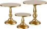 QENUIITEA Set of 3 Gold Cake Stands, Metal Round Cake Holder Dessert Pie Pizza Display Stand 8" 10" 12" Serving Tray Decoration for Wedding Celebration Party Birthday Baby Shower