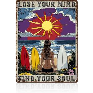 2 x Vintage Yoga Girl Metal Tin Sign Lose Your Mind Find Your Soul Hippie Wall Art Rustic Decor For Home Bar Patio 12x16inch