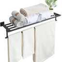Alise 32 Inch Towel Racks for Bathroom Wall Mounted,Bathroom Towel Rack with Tower Bar,Double Towel Racks for Bathroom,SUS304 Stainless Steel Bathroom Towel Holder Matte Black