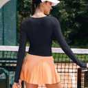 RUNNING GIRL Long Sleeve Workout Tops for Women Soft Crew Neck Basic Tight Cropped Top Casual Seamless Shirt (XL)