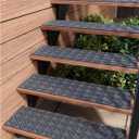 FINEHOUS Outdoor Stair Treads Non-Slip 35x10 (6-Pack) Carpet Treads with Rubber Backing Diamond Grey