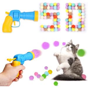 Cat Toy Balls with Launchers Set (1+50), 50 Cat Pom Pom Balls & 1 Ball Launchers (Durable Reinforced Edition)