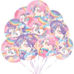 12Pcs18in Unicorn Round Balloons for Unicorn Birthday Decorations