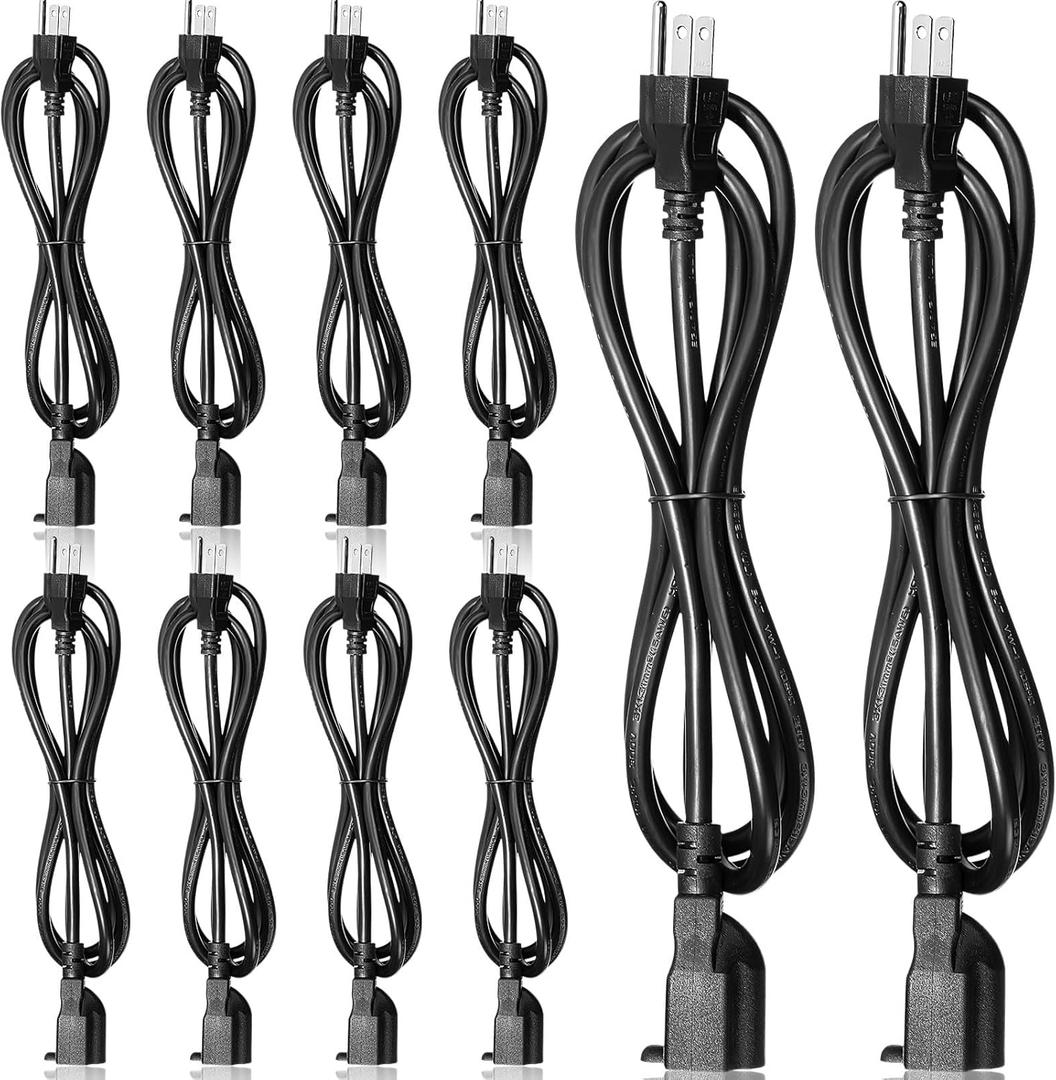 Kanayu 10 Pcs 6 Feet Extension Cord, 16 Awg Sjw Heavy Duty Power Cable 13 Amps 125v Extension Cable with 3 Prong for Indoor Outdoor Electrical Kitchen Appliances, Ul Listed(Black)