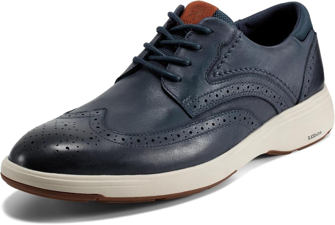Rockport Men's Noah Wingtip Sneakers (8.5, Dark Blue Leather)